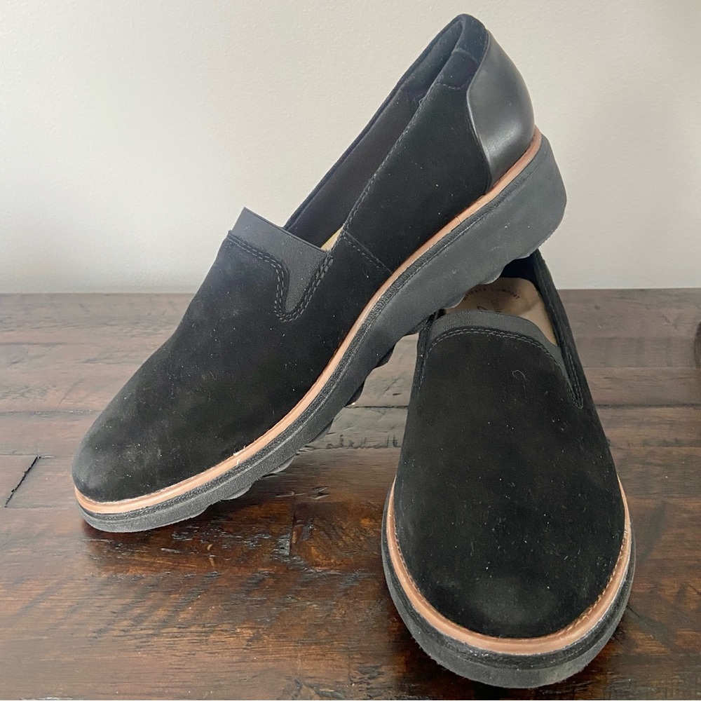 Clarks Women's Collection Sharon Dolly Shoes Black Suede Size 8.5 - Picture 2 of 9